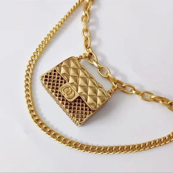 Anthropologie Fashion Tassel Gold Chain Belt with mini Bag. Trendy!high … - Picture 14 of 17